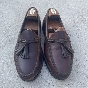 Vintage Ralph Lauren Loafers 10 Cognac Leather Genuine Tassle Loafers 90s RL
